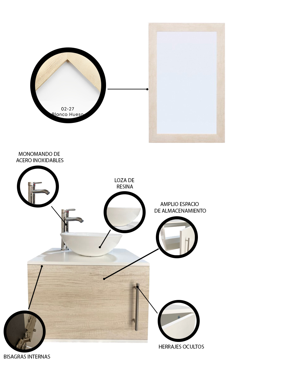 Foto 4 pulgar | Gabinete Para Baño Con Ovalin Y Espejo Decorativo Decomobil Zúrich