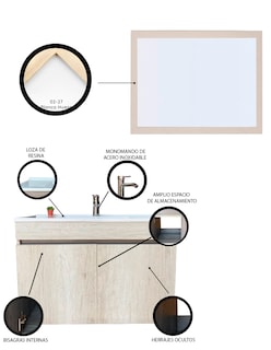 Foto 3 | Gabinete para Baño con Lavabo y Espejo Decorativo Decomobil Lucerna