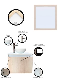 Foto 3 | Gabinete para Baño con Ovalin y Espejo Decorativo Delémont