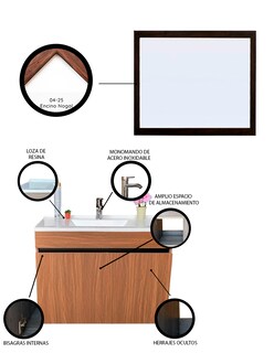 Foto 3 | Gabinete para Baño con Lavabo y Espejo Decorativo Decomobil Lucerna