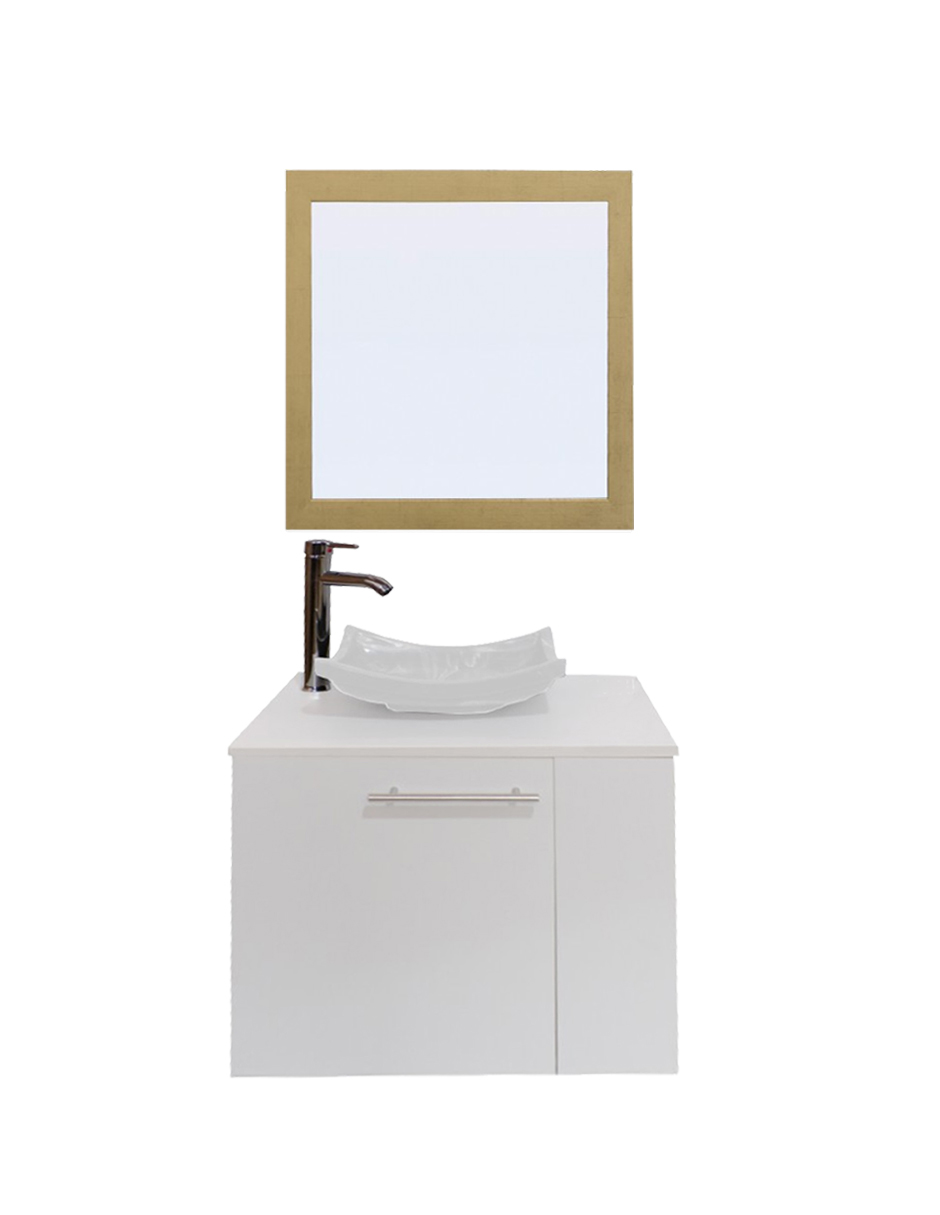 Gabinete Para Baño Con Lavabo Y Espejo Decorativo 60x50cm