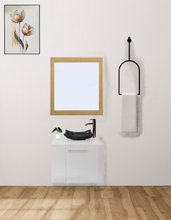 Foto 2 | Gabinete de Baño con Lavabo y Espejo Decorativo Vernier 60x50cm