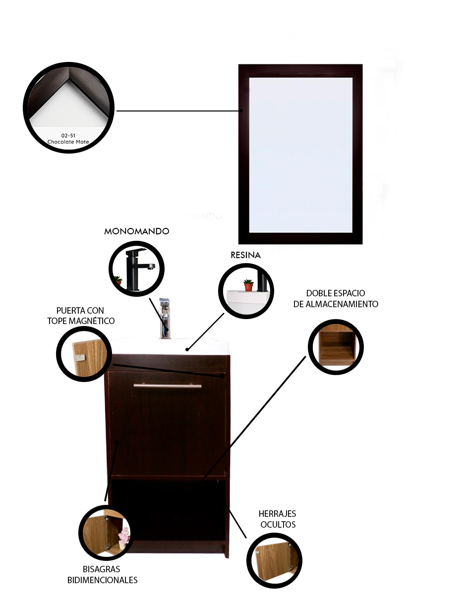 Foto 6 pulgar | Gabinete con Lavabo y Espejo Decomobil para Baño