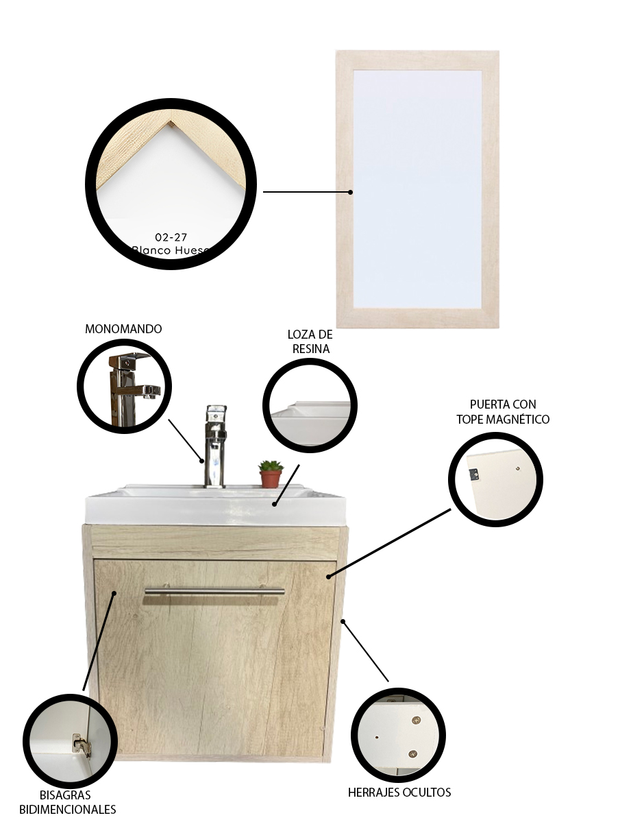 Foto 6 pulgar | Gabinete con Lavabo y Espejo Decomobil para Baño