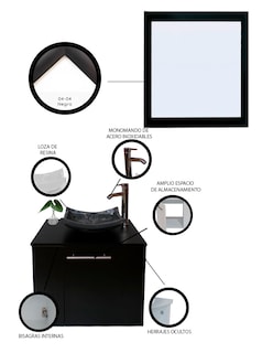 Foto 5 | Gabinete de Baño con Lavabo y Espejo Decorativo Vernier 60x50cm