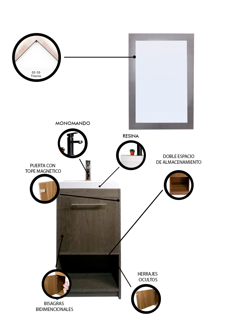 Foto 6 pulgar | Gabinete para Baño con Espejo Decorativo Pattani