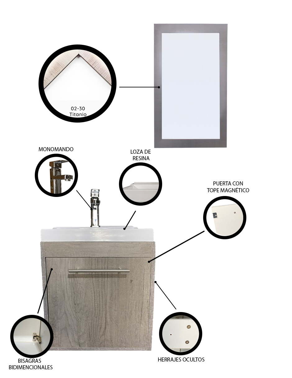 Foto 6 pulgar | Gabinete con Lavabo y Espejo Decomobil para Baño