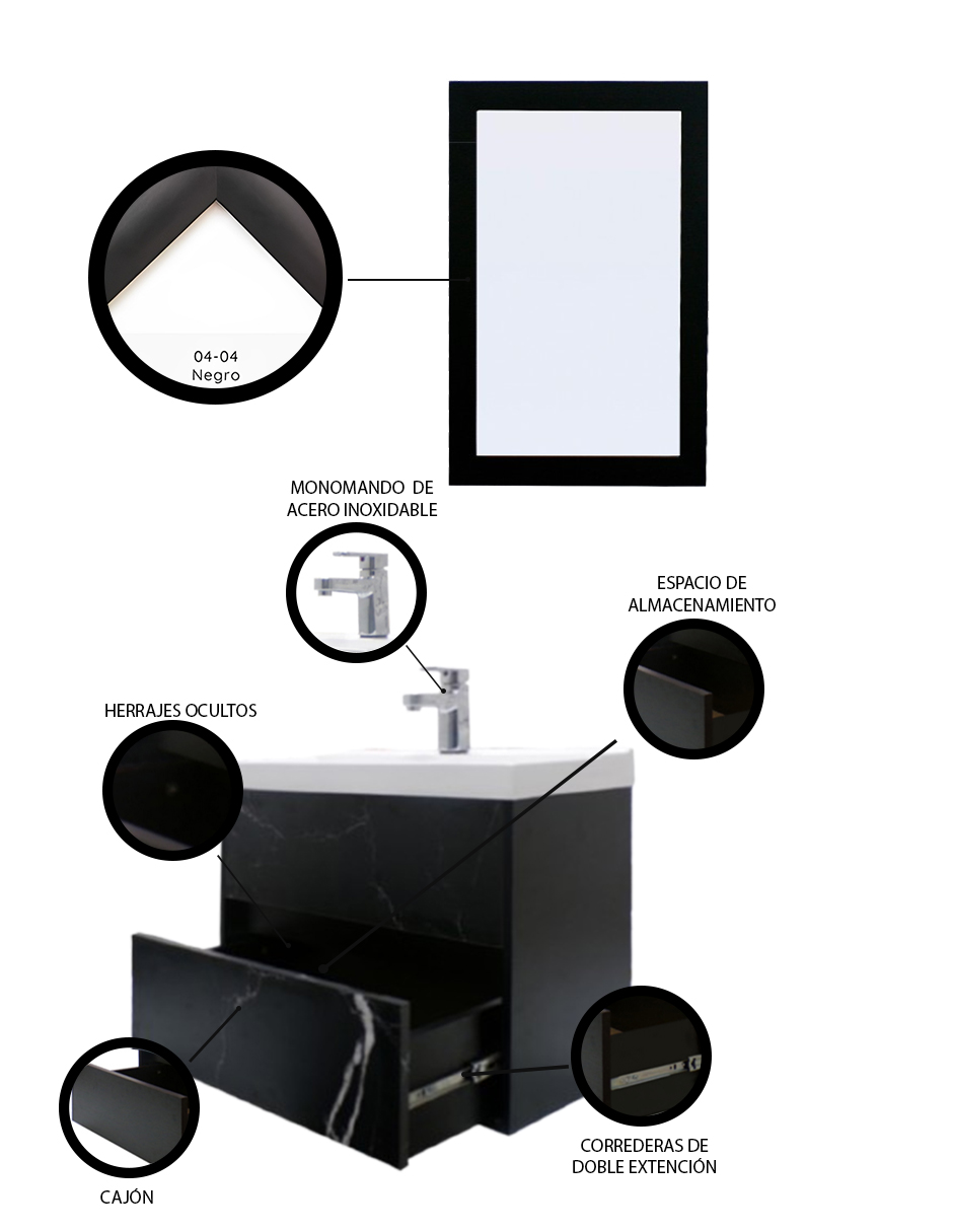 Foto 6 pulgar | Gabinete para Baño con Lavabo y Espejo Decorativo Decomobil Sion