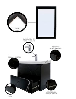 Foto 5 | Gabinete para Baño con Lavabo y Espejo Decorativo Decomobil Sion