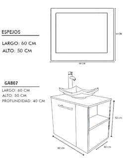 Foto 6 | Gabinete para Baño con Lavabo y Espejo Decorativo 60x50cm Vernier