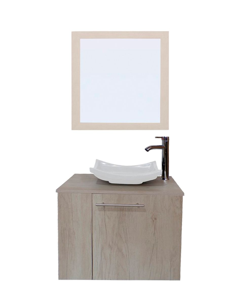 Gabinete de Baño con Lavabo y Espejo Decorativo Vernier 60x50cm