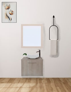Foto 2 | Gabinete de Baño con Lavabo y Espejo Decorativo Vernier 60x50cm
