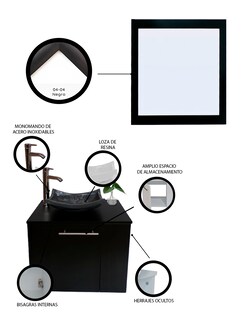 Foto 5 | Gabinete Para Baño Con Lavabo Y Espejo Decorativo 60x50cm Vernier