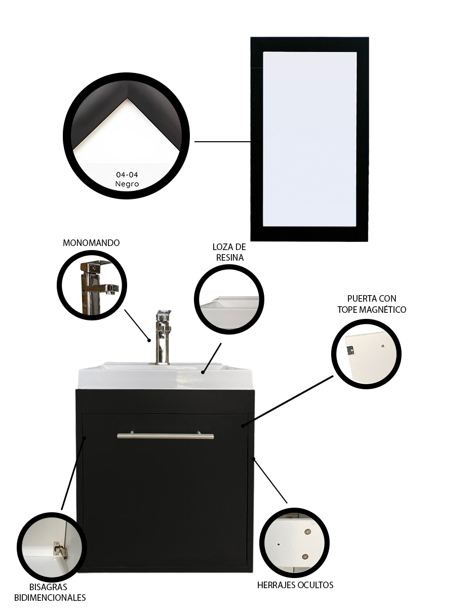 Foto 6 pulgar | Gabinete con Lavabo y Espejo Decomobil para Baño