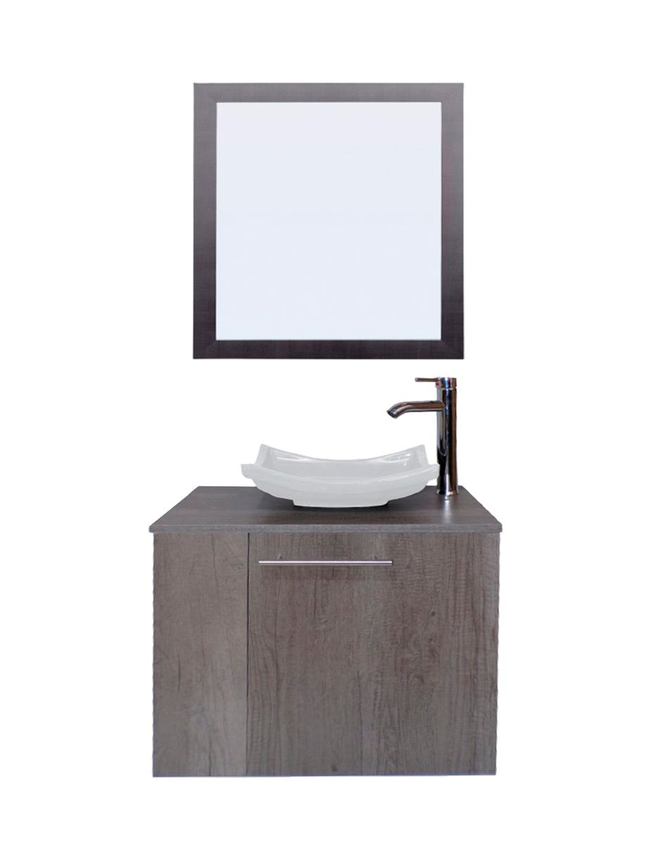 Gabinete de Baño con Lavabo y Espejo Decorativo Vernier 60x50cm