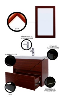 Foto 5 | Gabinete para Baño con Lavabo y Espejo Decorativo Decomobil Sion