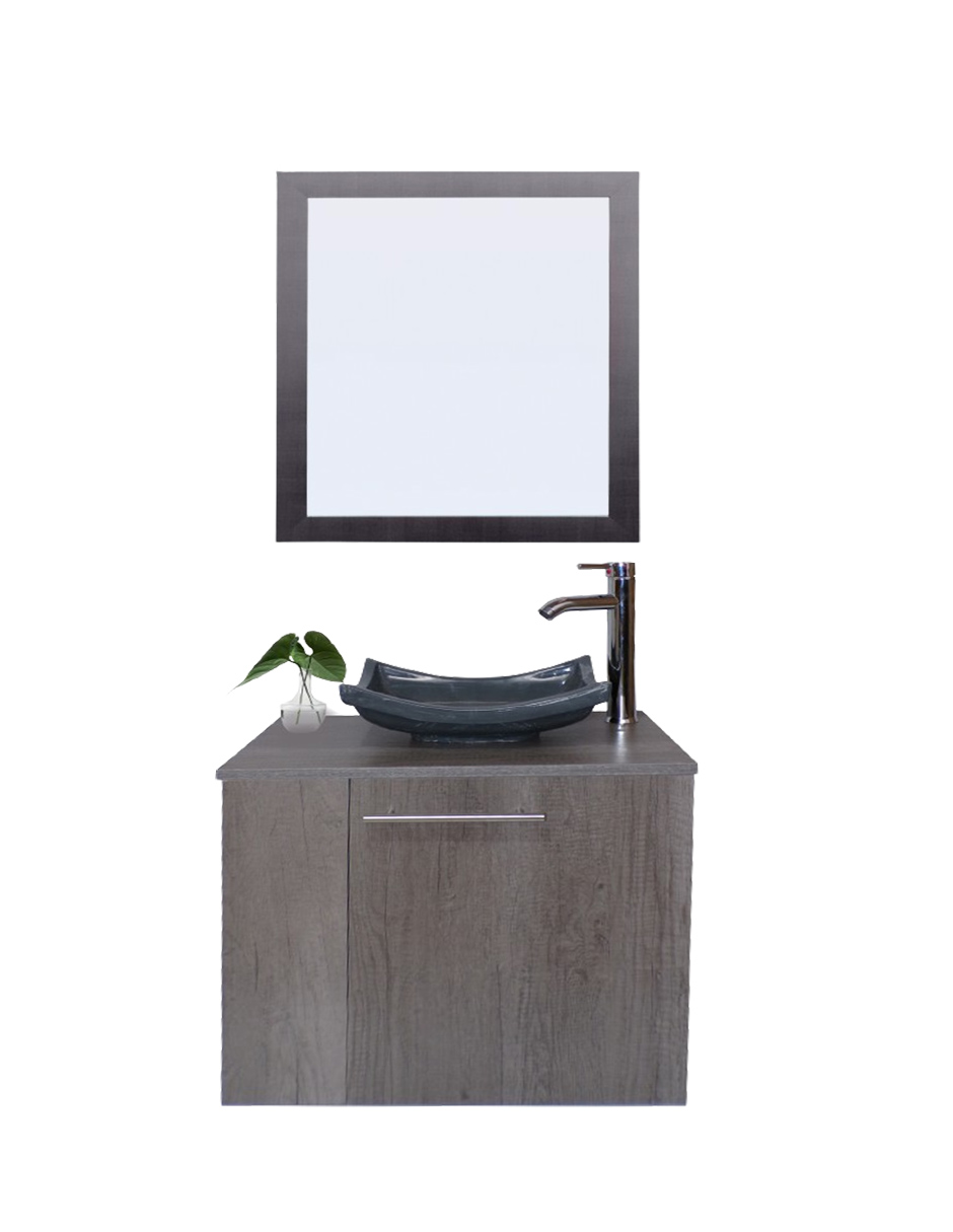 Gabinete de Baño con Lavabo y Espejo Decorativo 60x50cm Vernier