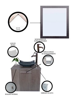 Foto 5 | Gabinete de Baño con Lavabo y Espejo Decorativo 60x50cm Vernier