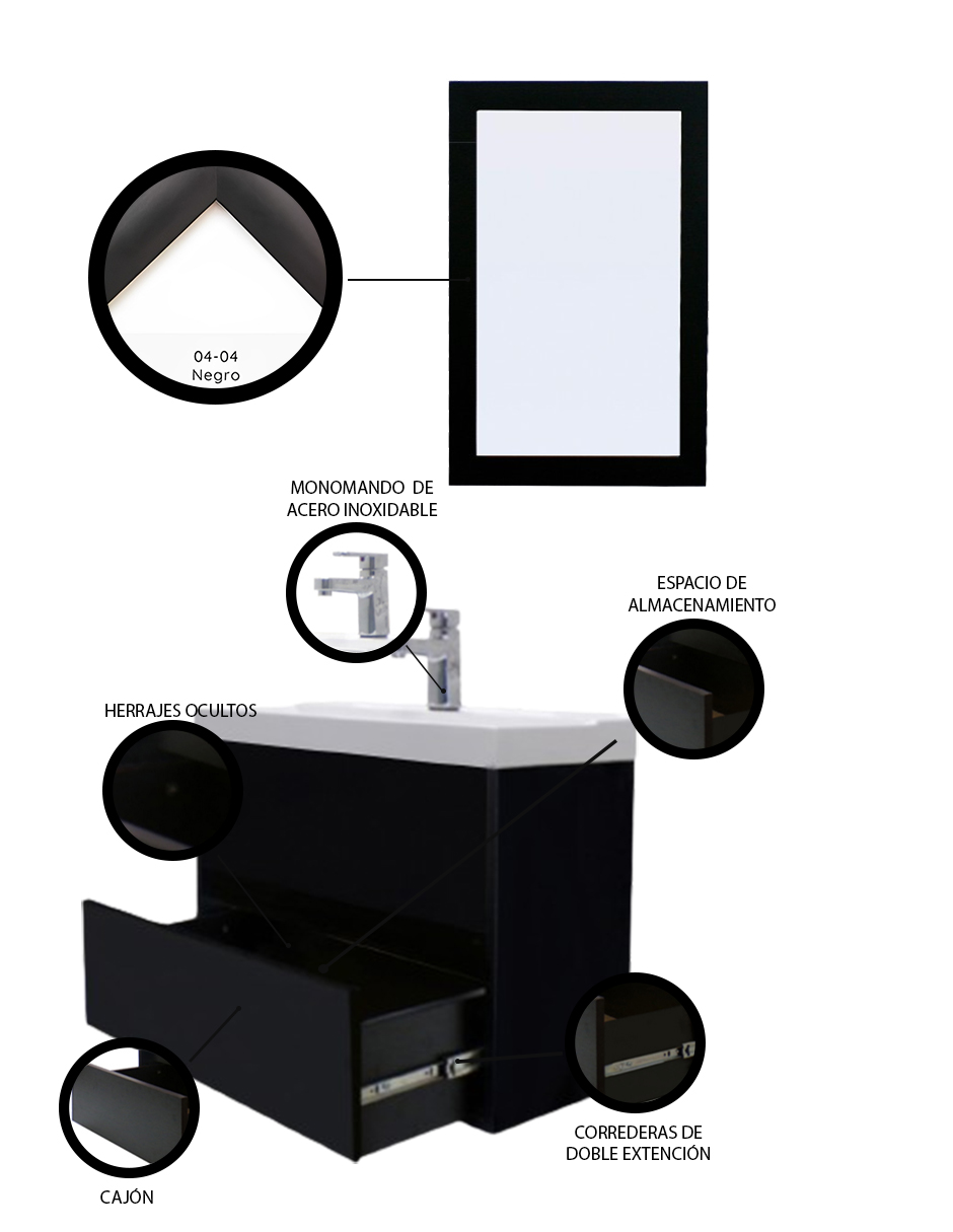 Foto 6 pulgar | Gabinete para Baño con Lavabo y Espejo Decorativo Decomobil Sion