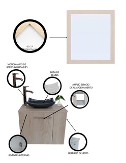 Foto 5 | Gabinete Para Baño Con Lavabo Y Espejo Decorativo 60x50cm Vernier