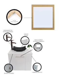 Foto 5 | Gabinete Para Baño Con Lavabo Y Espejo Decorativo 60x50cm Vernier