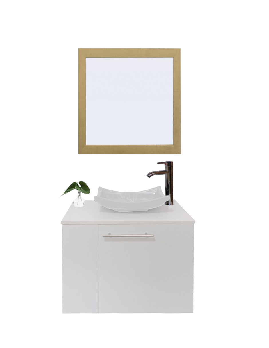 Gabinete de Baño con Lavabo y Espejo Decorativo Vernier 60x50cm