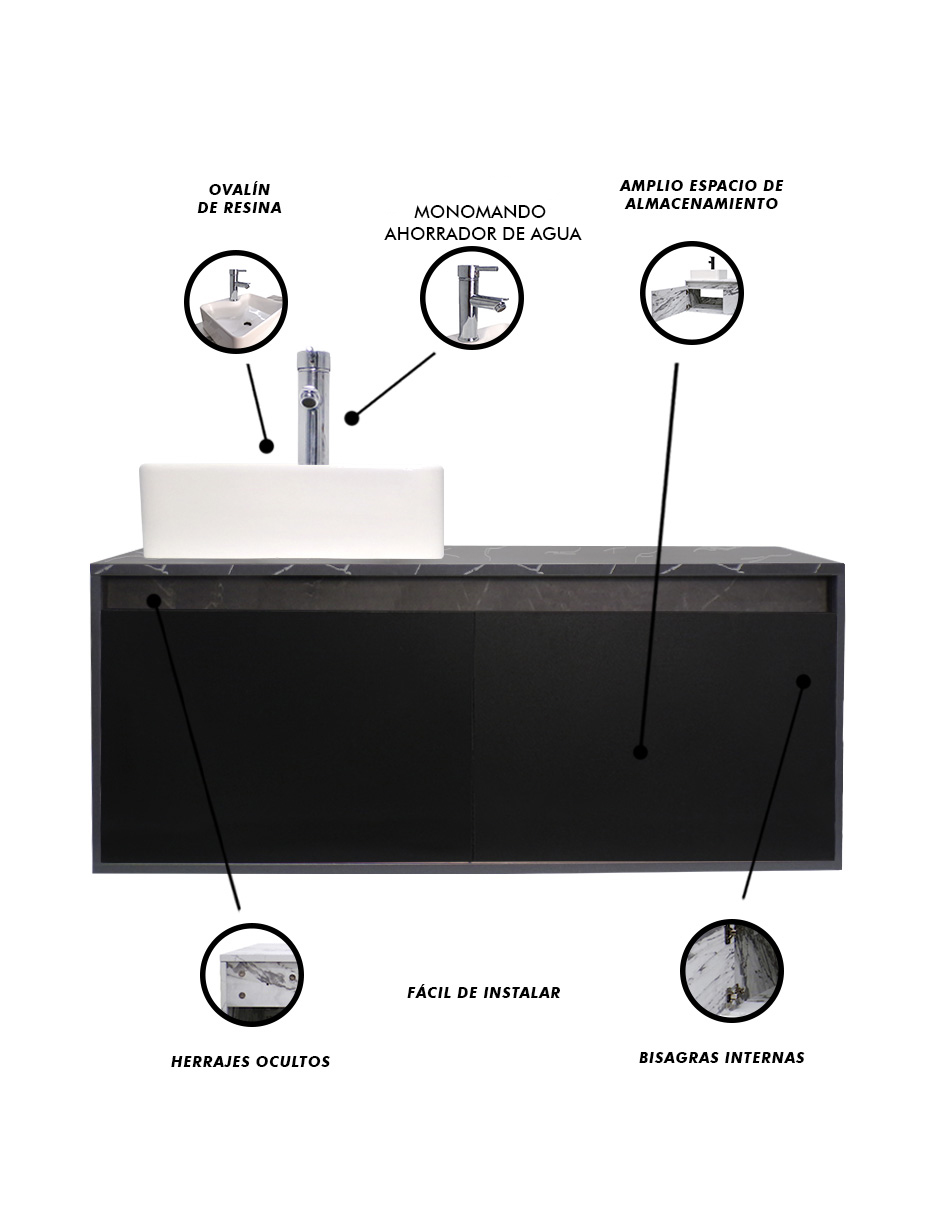 Foto 7 pulgar | Mueble Gabinete Decomobil para Baño con Lavabo Minimalista Krabi