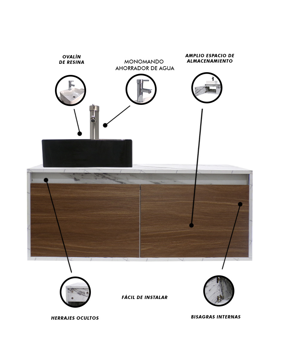 Foto 7 pulgar | Gabinete para Baño Decomobil con Lavabo Minimalista Krabi