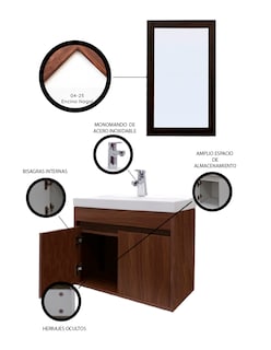 Foto 5 | Gabinete para Baño con Lavabo y Espejo Decorativo