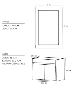Foto 6 | Gabinete para Baño con Lavabo y Espejo Decorativo