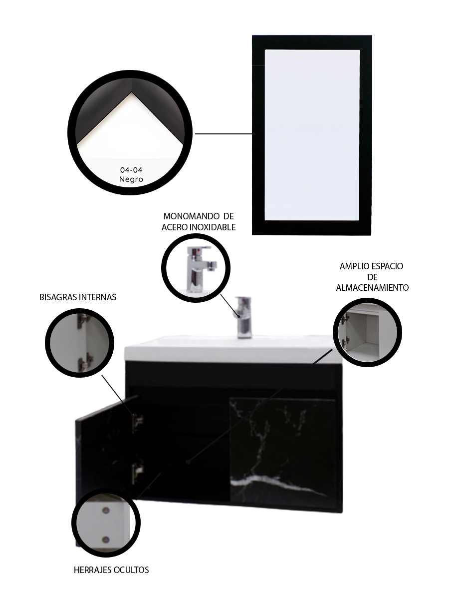 Foto 6 pulgar | Gabinete Decomobil para Baño con Lavabo y Espejo Decorativo