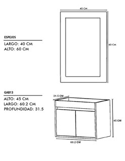 Foto 6 | Gabinete para Baño con Lavabo y Espejo Decorativo Piha