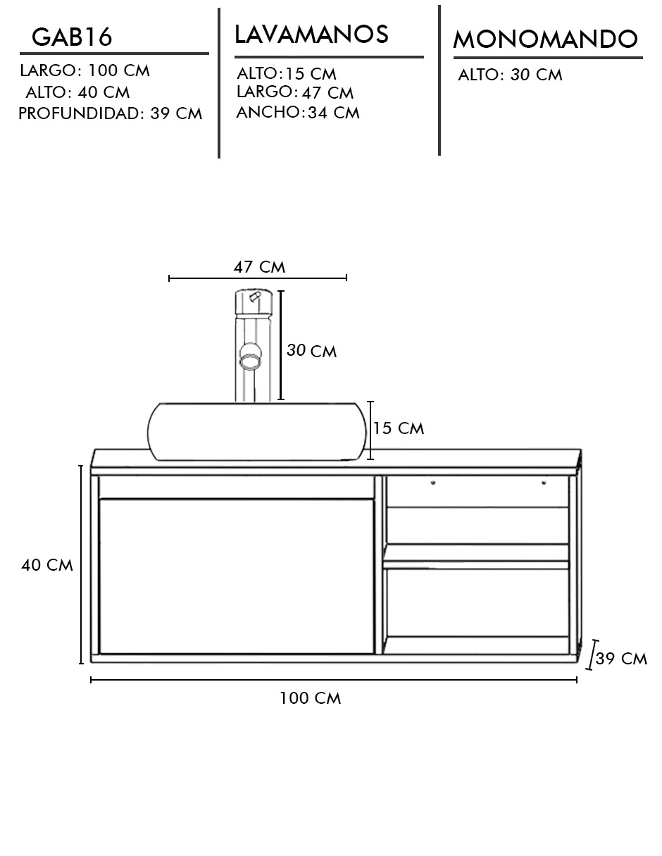 Foto 8 pulgar | Gabinete para Baño con Lavamanos y Monomando Odin de Decomobil