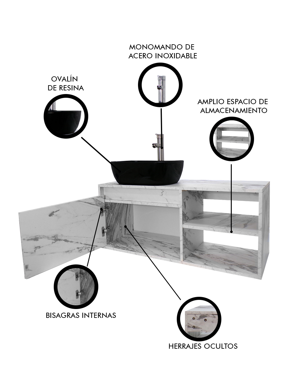 Foto 7 pulgar | Gabinete para Baño con Lavamanos y Monomando Odin