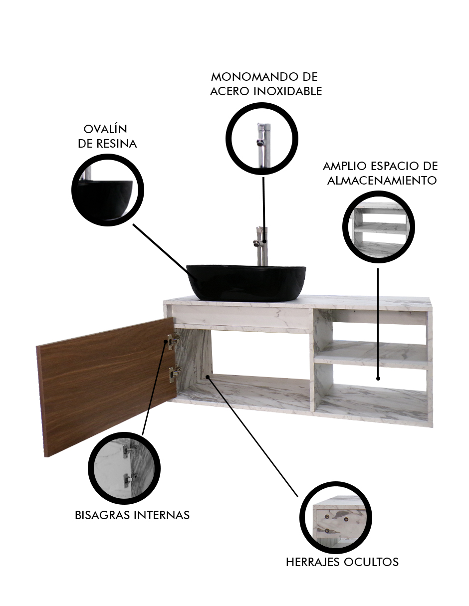 Foto 6 | Gabinete para Baño con Lavamanos y Monomando Odin