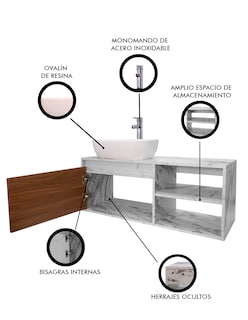 Foto 6 | Gabinete para Baño con Lavamanos y Monomando Odin