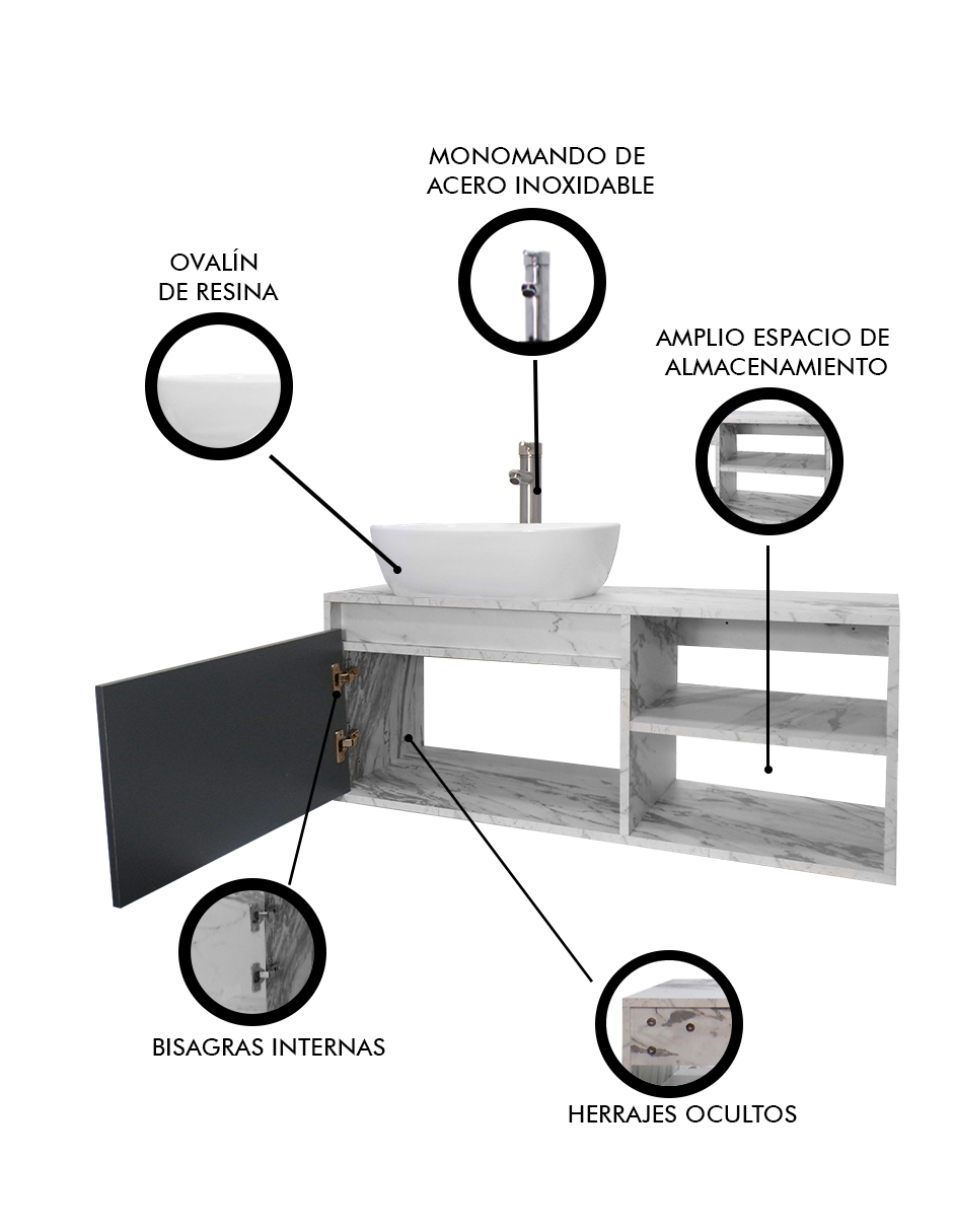 Foto 6 | Gabinete para Baño con Lavamanos y Monomando Odin