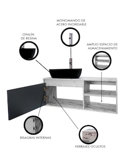 Foto 6 | Gabinete para Baño con Lavamanos y Monomando Decomobil Odin