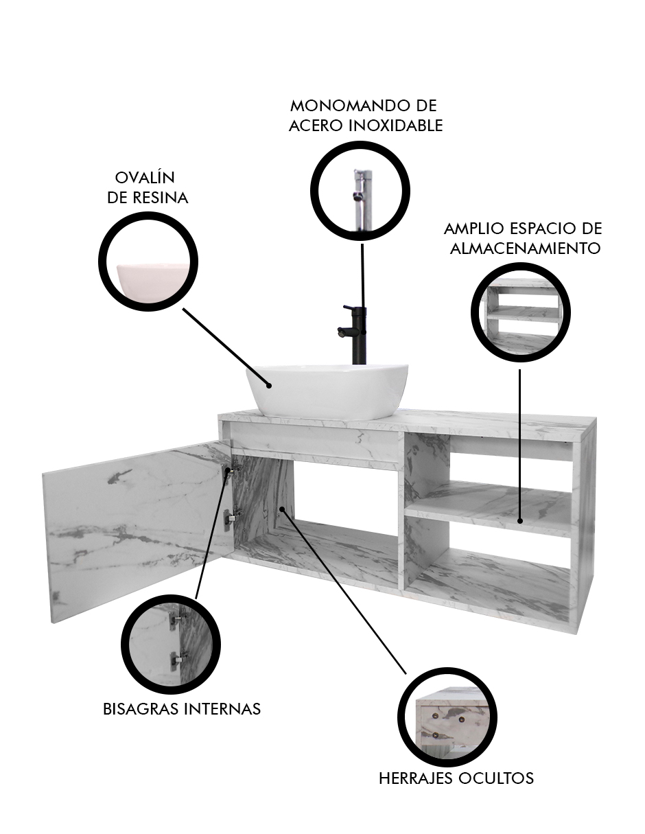 Foto 7 pulgar | Gabinete para Baño con Lavamanos y Monomando Odin