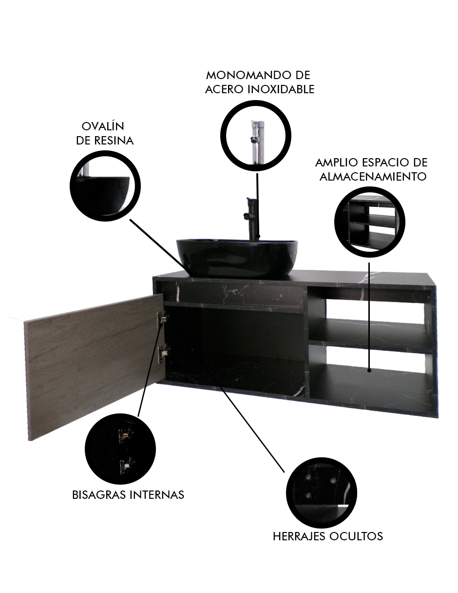 Foto 7 pulgar | Gabinete para Baño Con Lavamanos Y Monomando Decomobil Odin