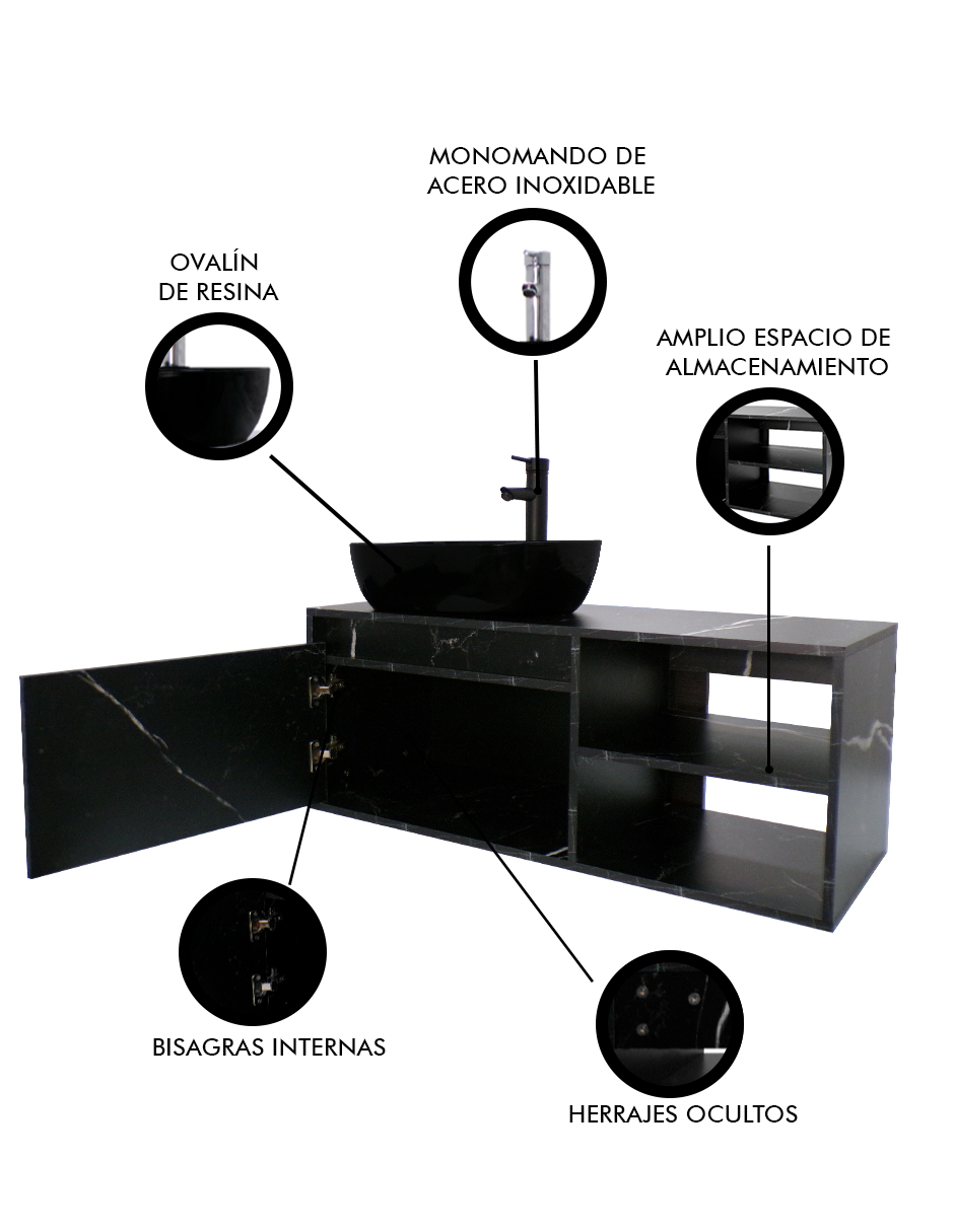 Foto 7 pulgar | Gabinete para Baño Con Lavamanos Y Monomando Decomobil Odin