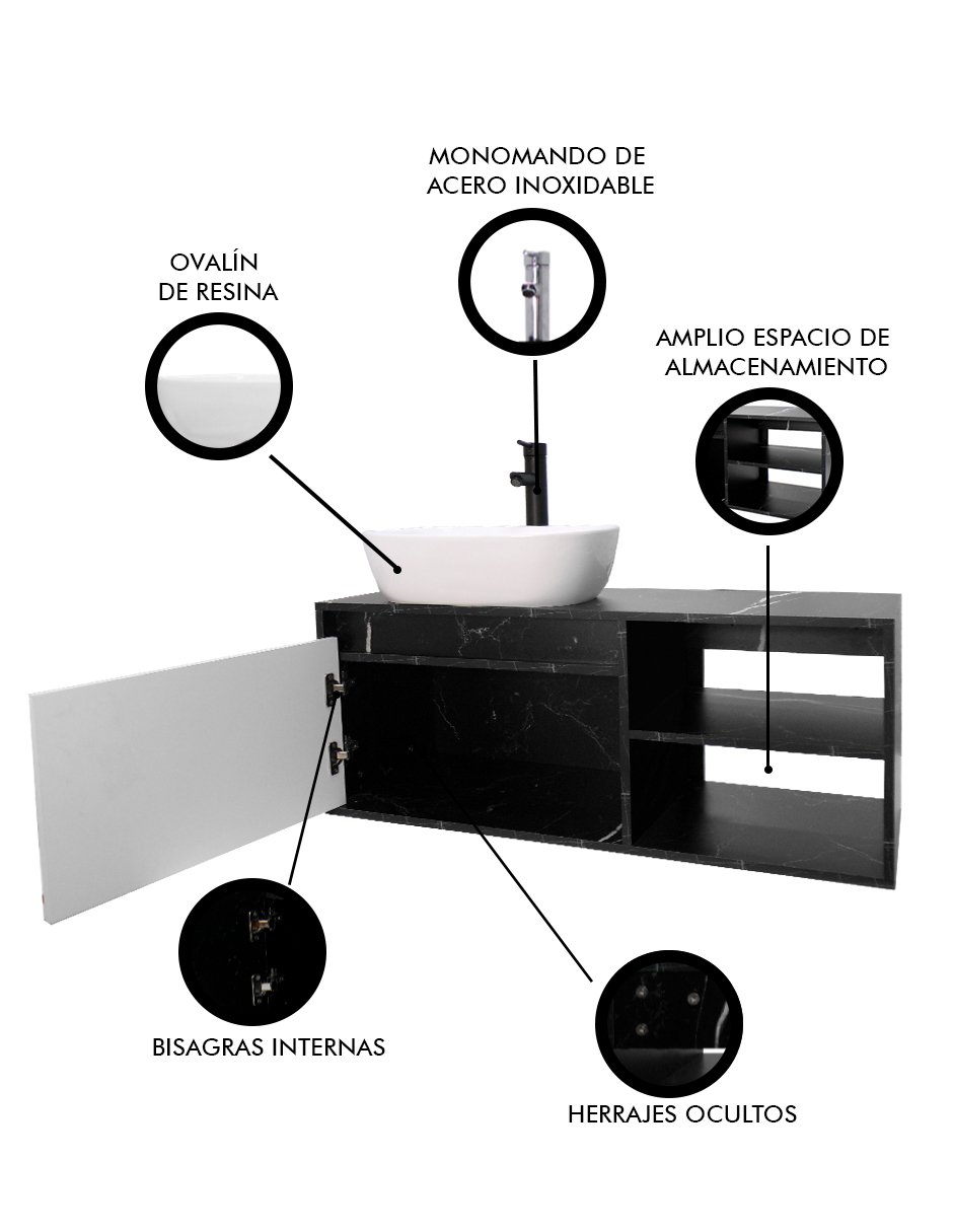 Foto 7 pulgar | Gabinete Para Baño Con Lavamanos Y Monomando Decomobil Odin