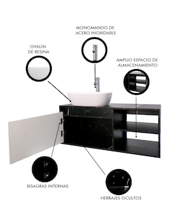 Foto 6 | Gabinete Para Baño Con Lavamanos Y Monomando Odin