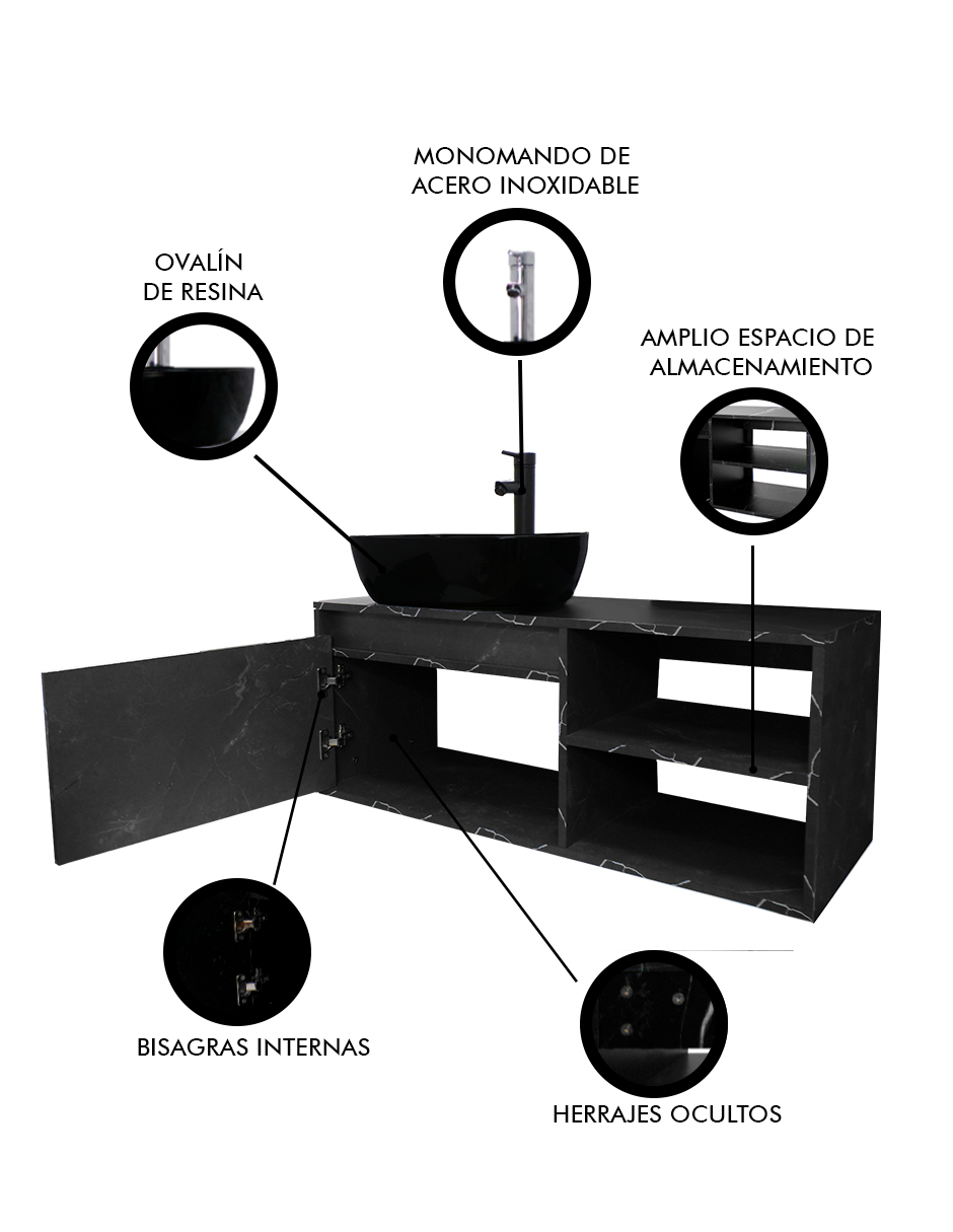 Foto 7 pulgar | Gabinete con Lavamanos y Monomando Decomobil para Baño