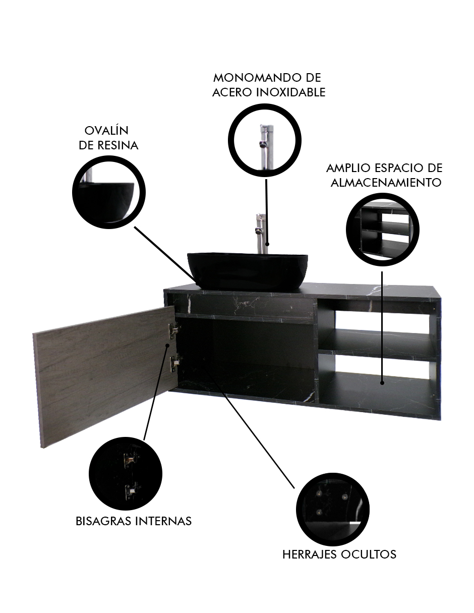 Foto 7 pulgar | Gabinete con Lavamanos y Monomando Decomobil para Baño