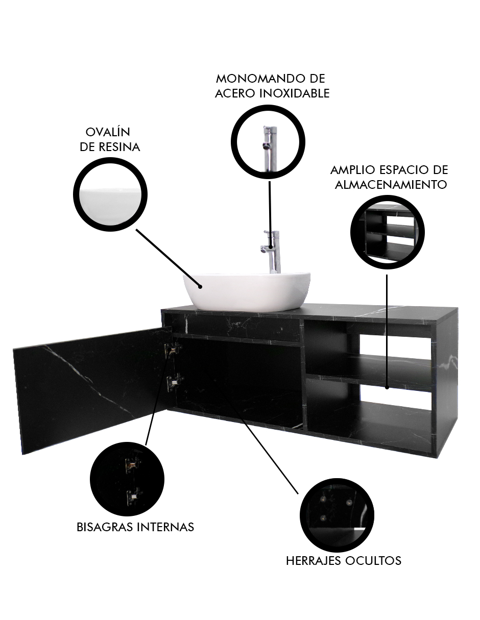 Foto 7 pulgar | Gabinete con Lavamanos y Monomando Decomobil para Baño