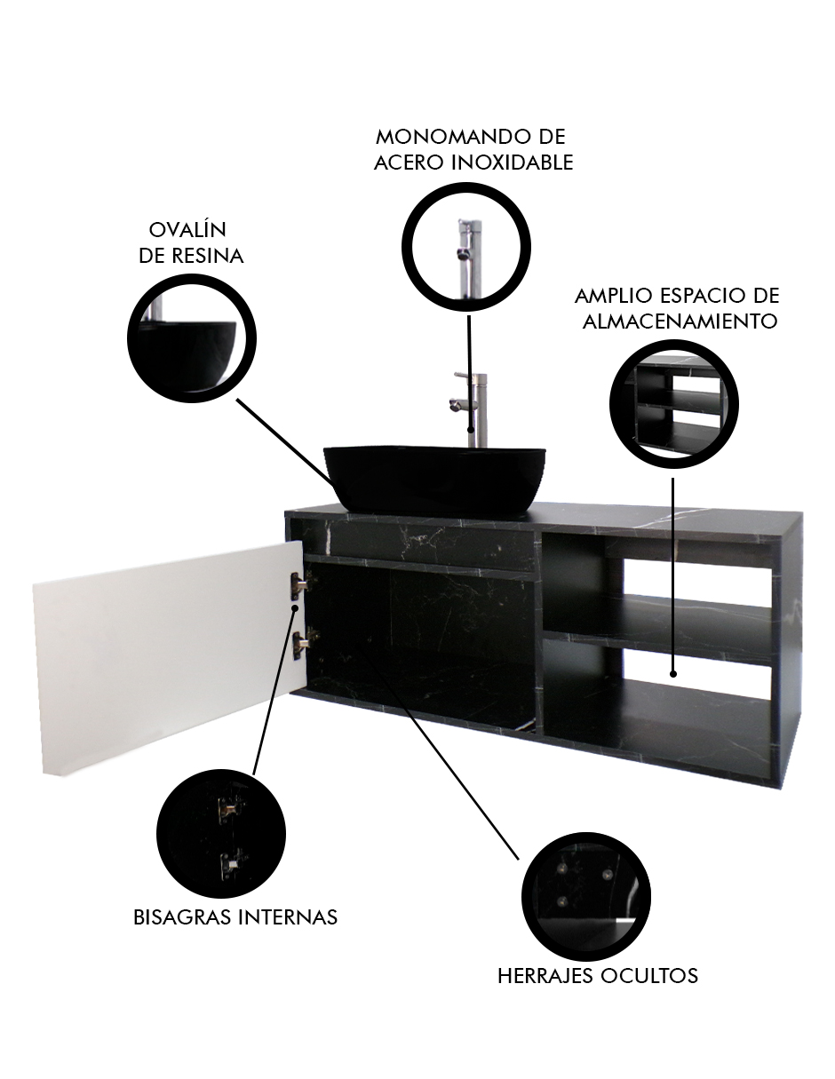 Foto 7 pulgar | Gabinete con Lavamanos y Monomando Decomobil para Baño