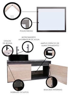 Foto 5 | Gabinete De Baño Con Lavabo Y Espejo Decorativo Gova