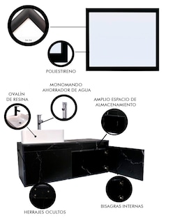 Foto 5 | Gabinete De Baño Con Lavabo Y Espejo Decorativo Gova