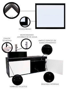 Foto 5 | Gabinete De Baño Con Lavabo Y Espejo Decorativo Gova